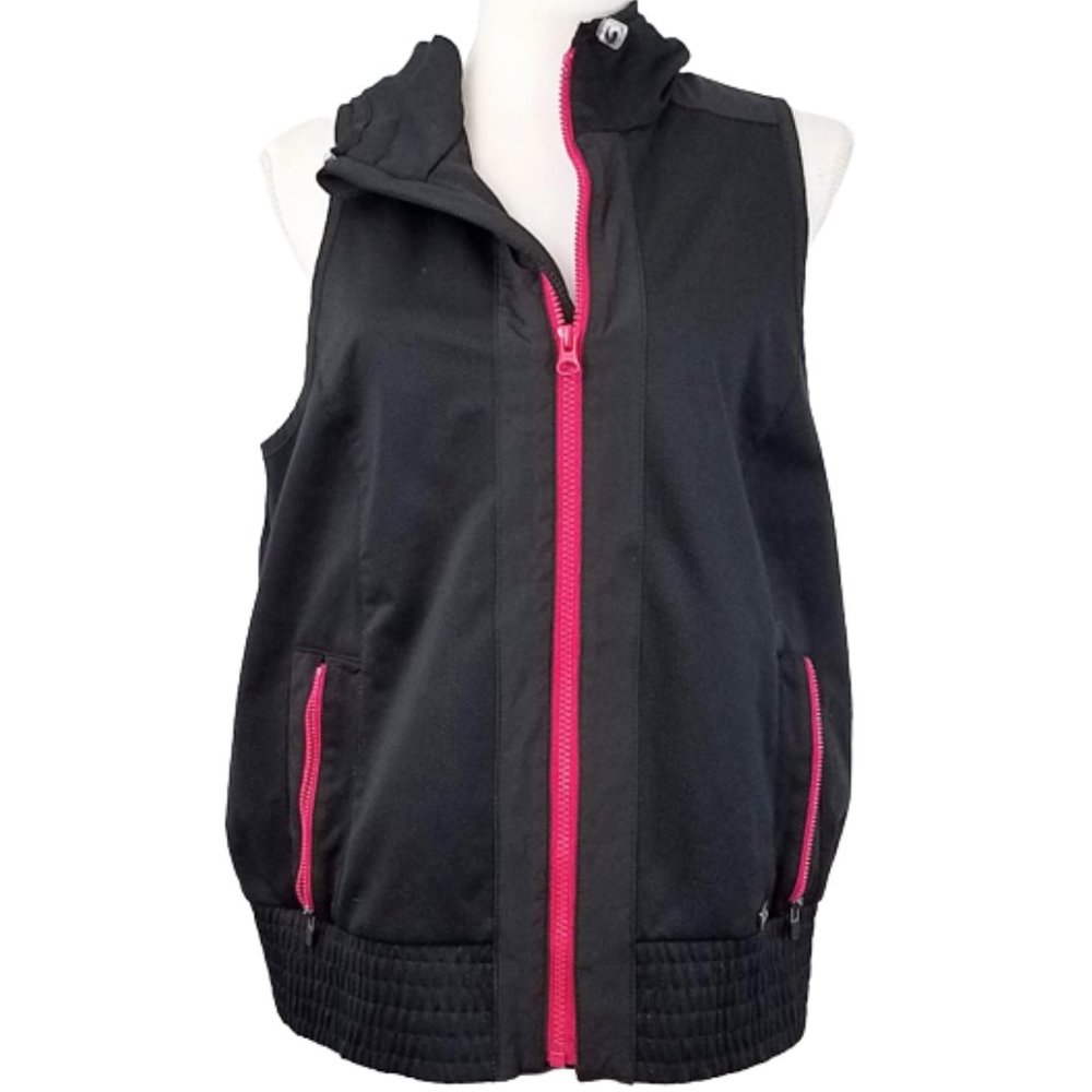 OAKLEY Black & Pink Zipper Front Hoodie Vest Women's L